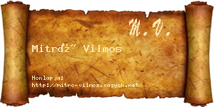 Mitró Vilmos névjegykártya
